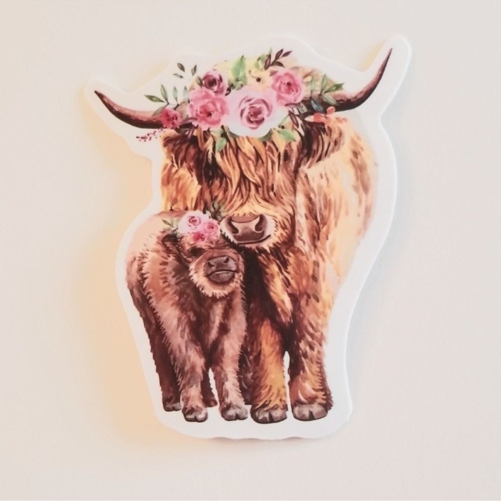 Mama & Baby Highland Cow Sticker‎